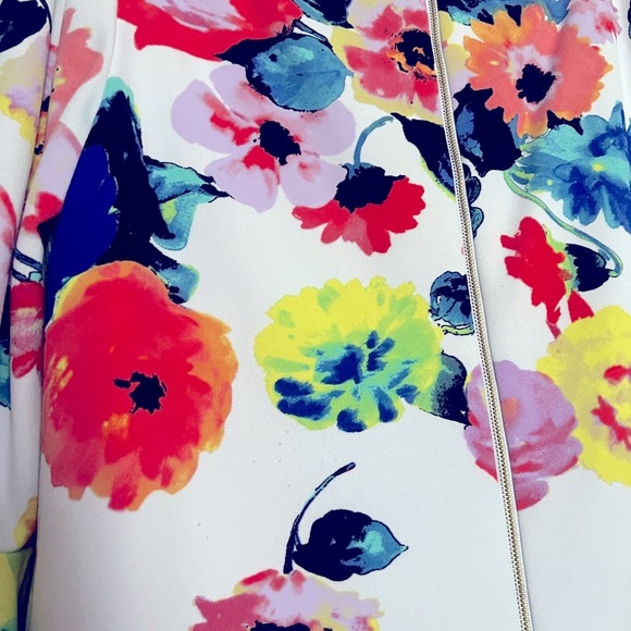 EUC Tahari by ASL Trumpet Sleeve Floral Shift Dress Size 10 - Picture 6 of 14